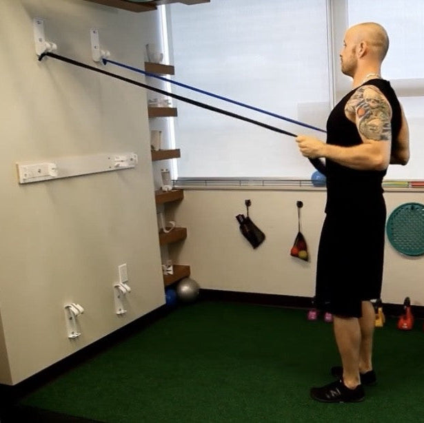 BANDZ-UP athlete performing resistance band row